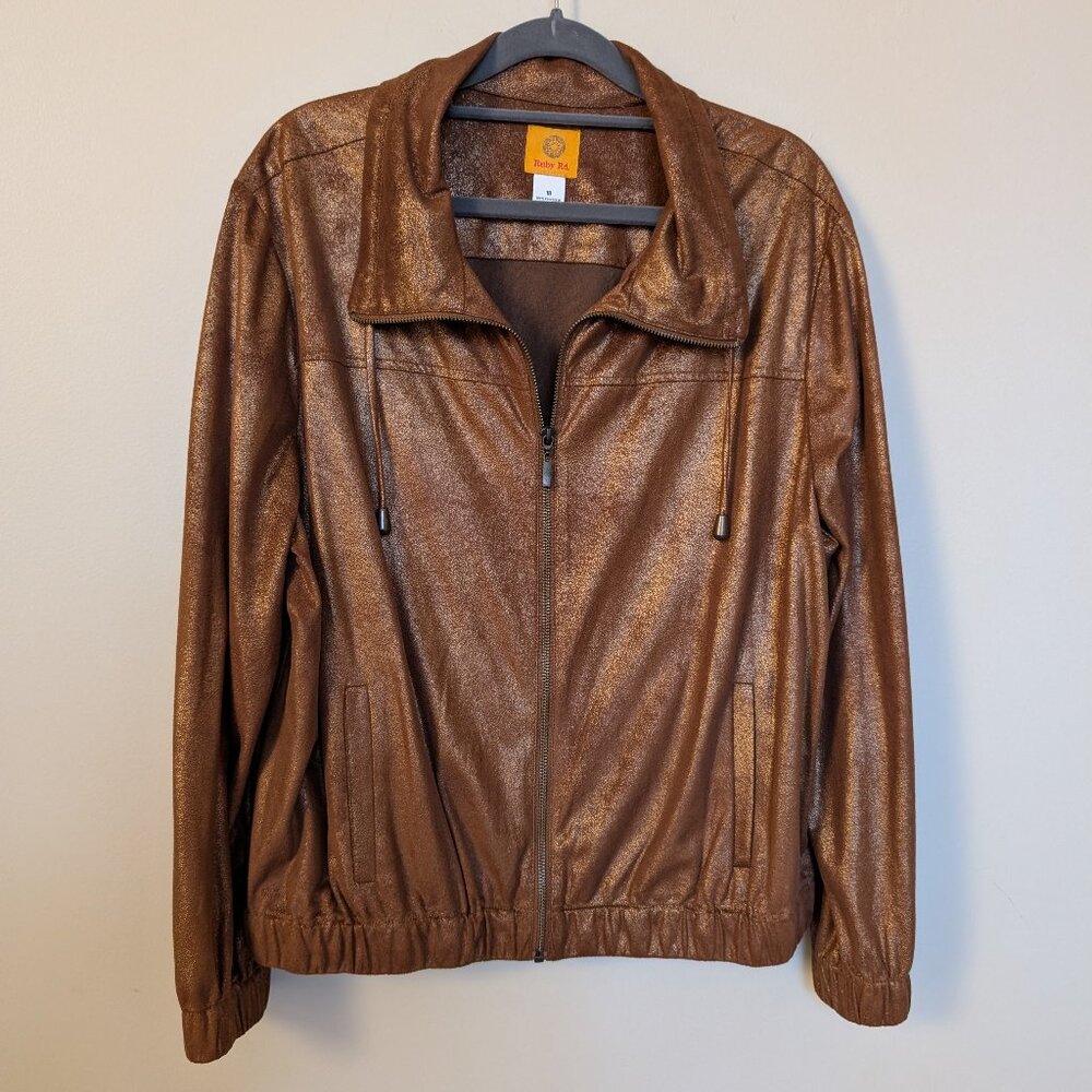 Ruby Rd. copper gold metallic shacket jacket lightweight 18 EUC